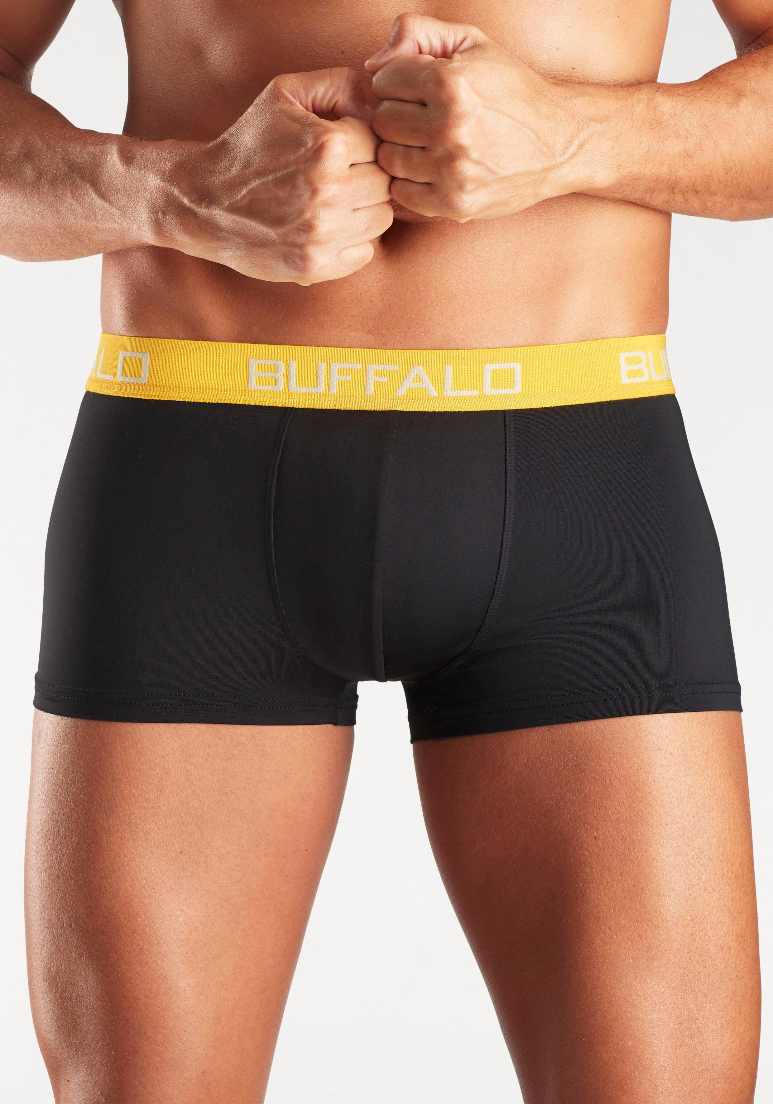 Buffalo Boxershorts (Packung, in mit schwarz-bunt Kontrastbund Hipster-Form 4-St)