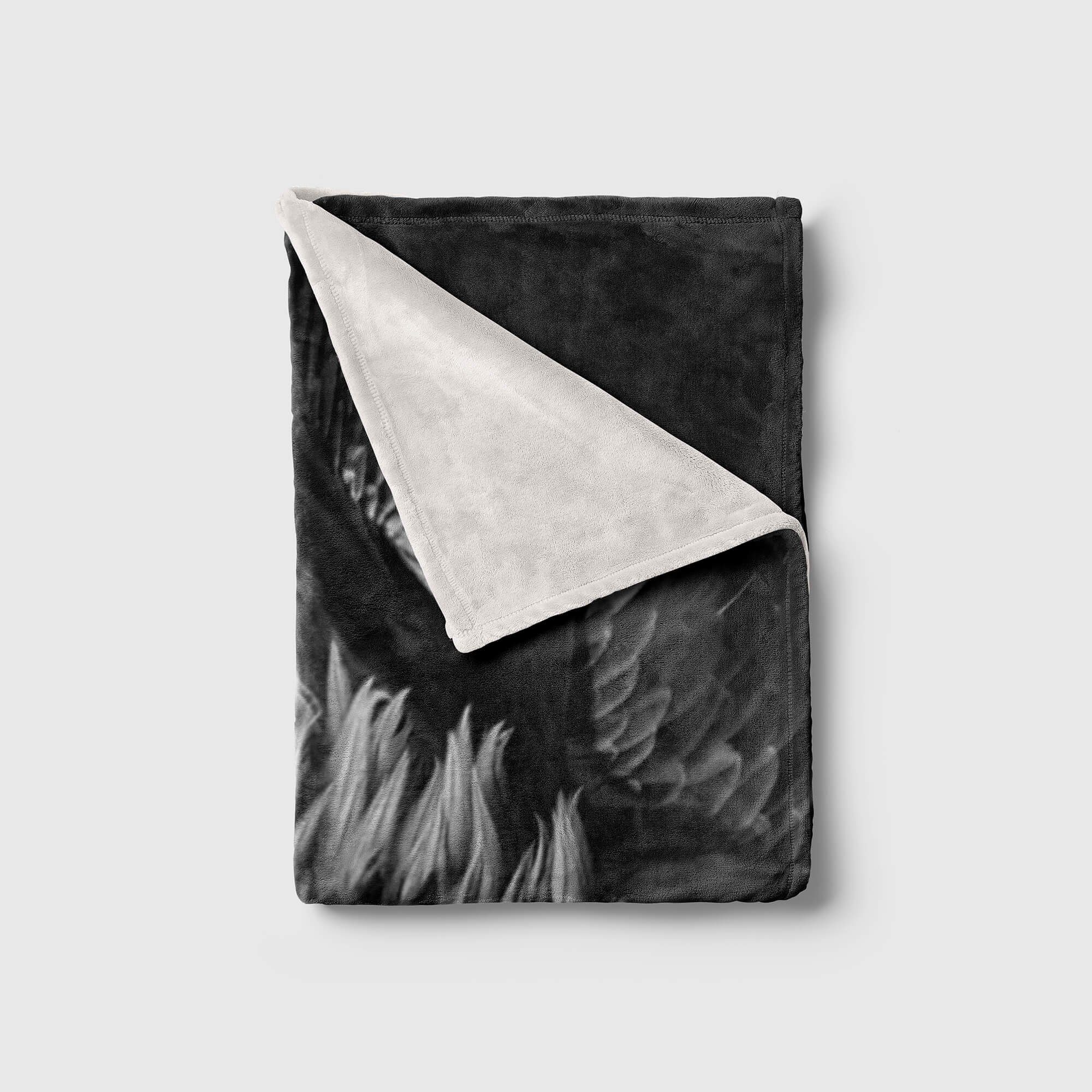 Sinus Adler Weiß, Handtuch Art (1-St), Baumwolle-Polyester-Mix Handtücher Handtuch Kuscheldecke Tiermotiv mit Saunatuch Schwarz Strandhandtuch