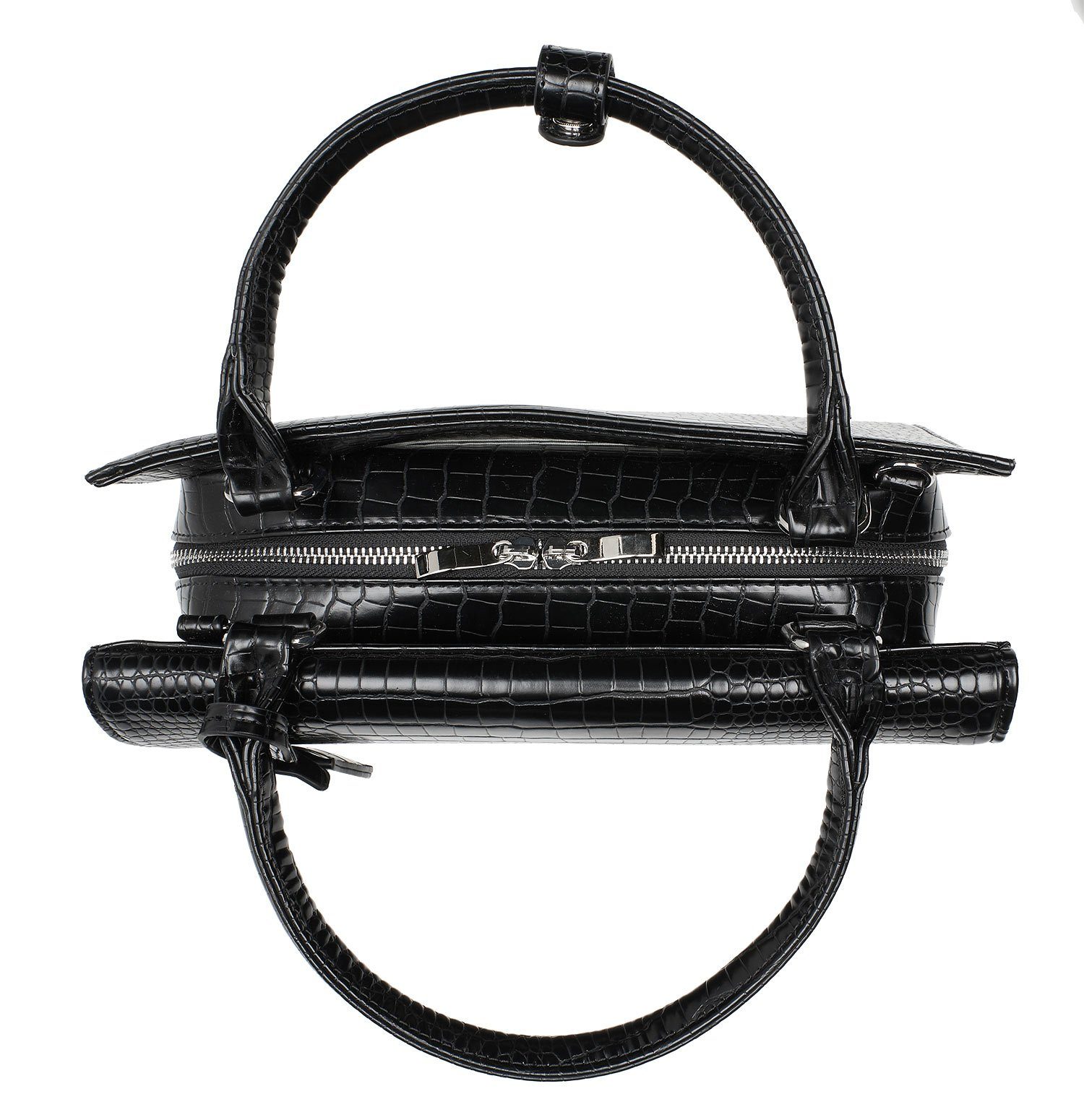 Krokoprägung Croco SOCHA Zoll, - Tablet- Tabletfach und herausnehmbares 10 Handtasche Tip Schultergurt mit Handtasche Zoll mit - - Black elegante Tiny 10