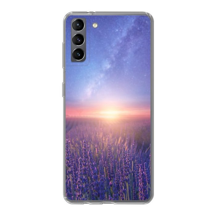 MuchoWow Handyhülle Lavendel - Milchstraße - Blumenwiese Phone Case Handyhülle Samsung Galaxy S21 Plus Silikon Schutzhülle
