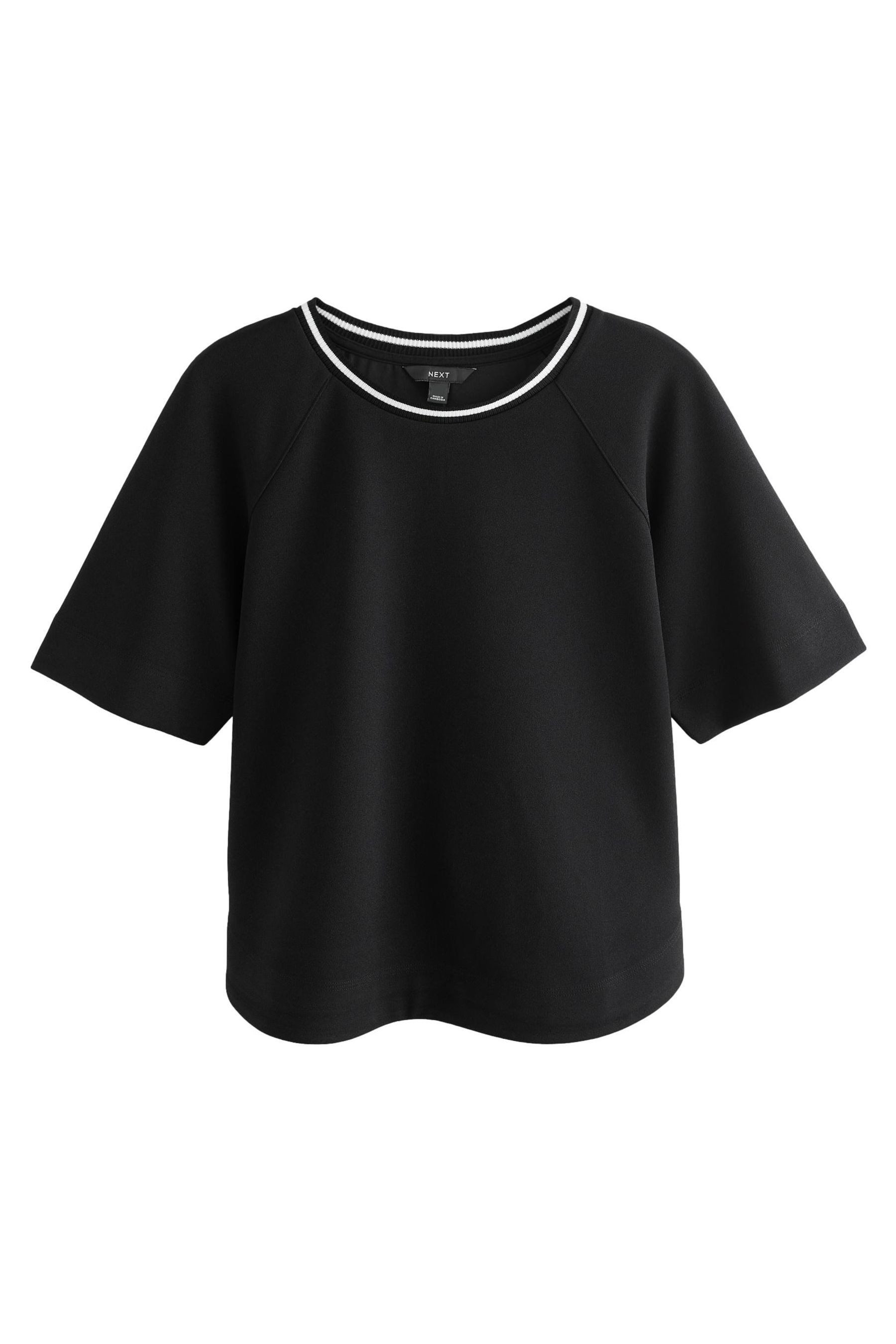 Next T-Shirt Kastiges Krepp-T-Shirt mit Kontrastbesatz günstig online kaufen