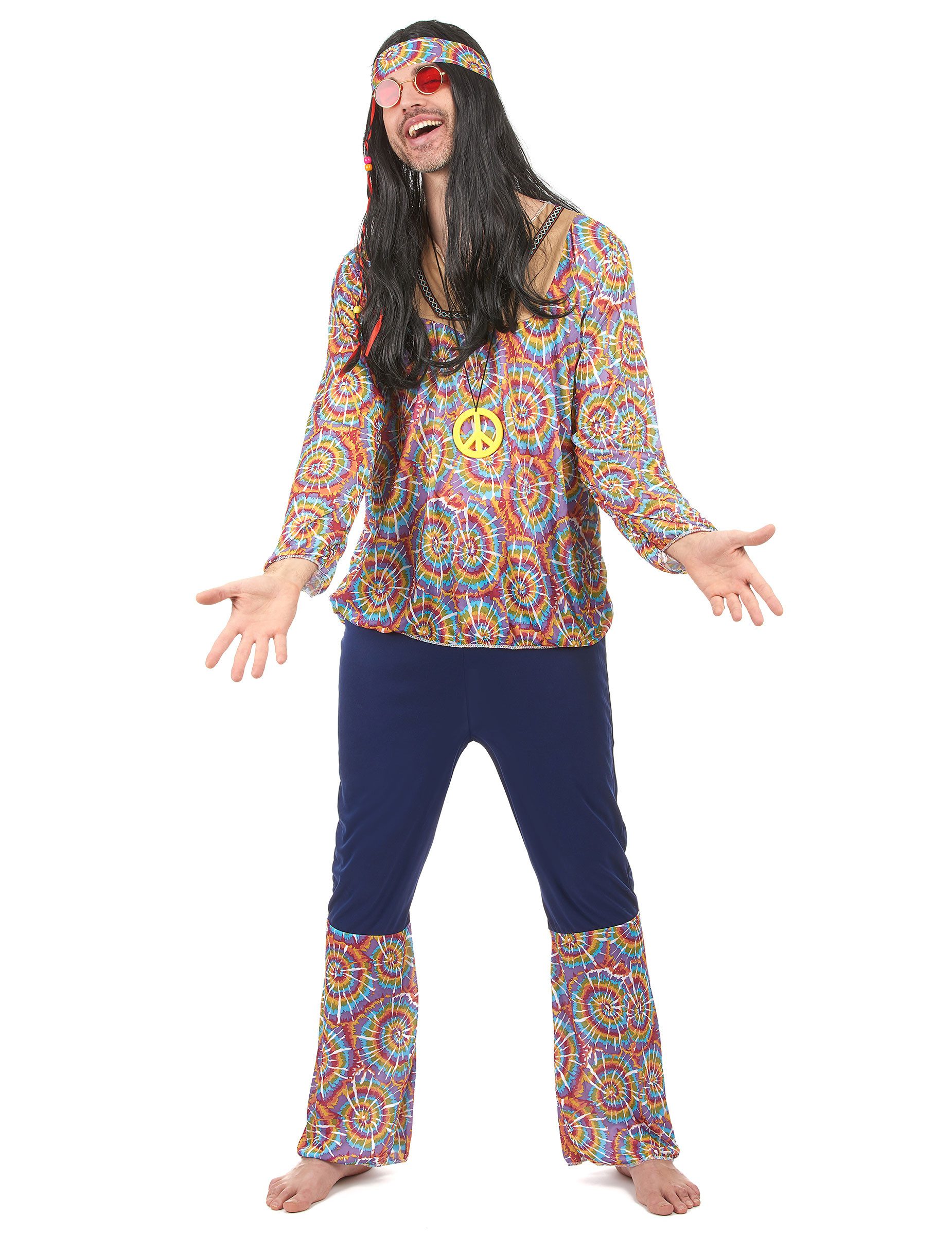 Kostüm Psychedelischer Hippie Kostüm 60er Jahre lila-bunt