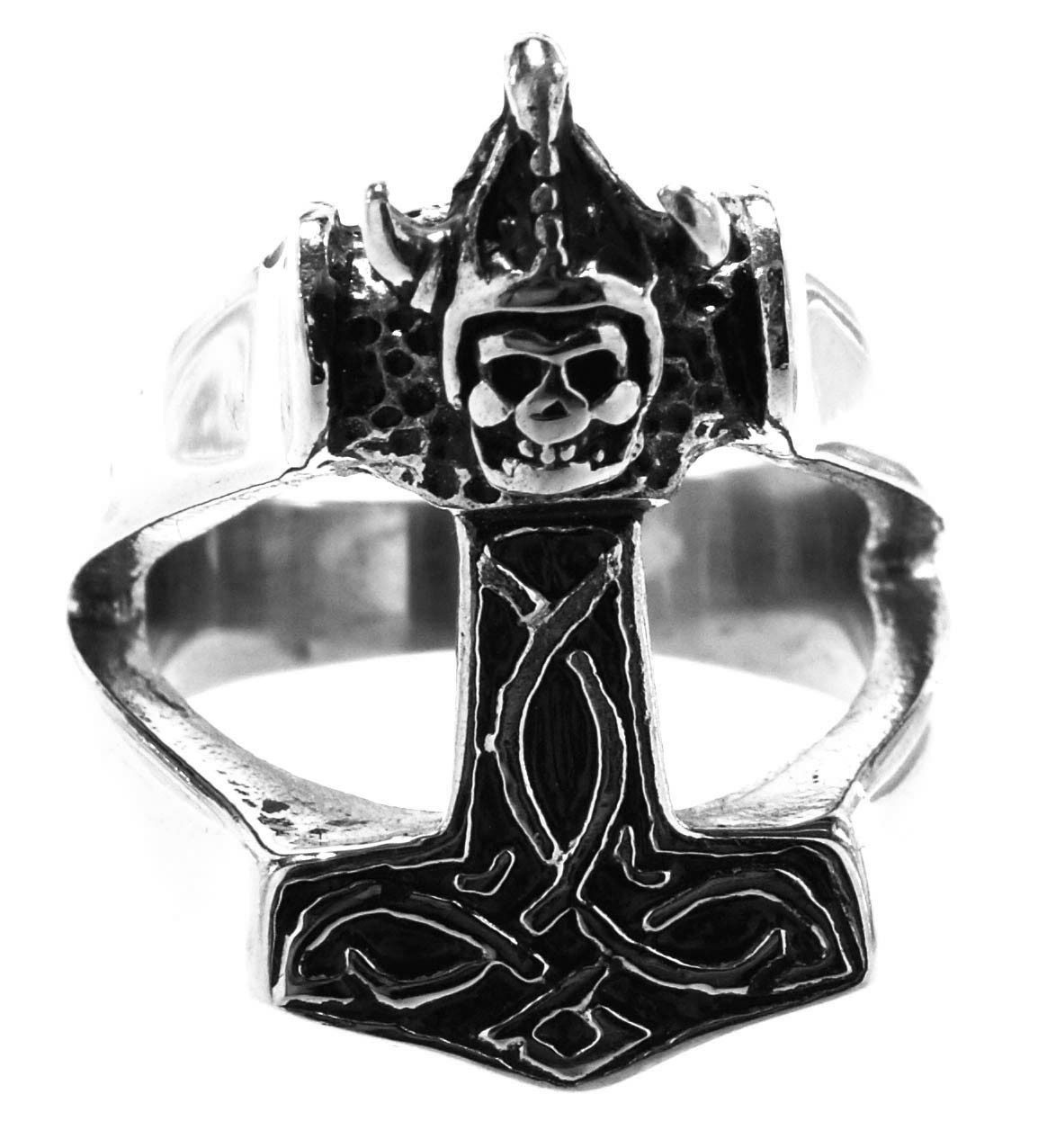 Kiss of Leather Fingerring RING THORSHAMMER GR. 57-74 (TH27)- EDELSTAHL