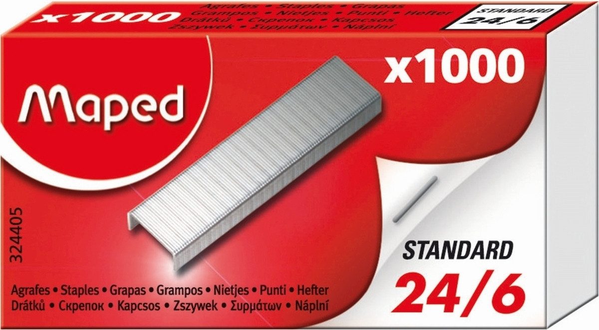 MAPED Heftklammer Heftklammern Standard 24/6 galvanisierter Stahl VE=1000 Stück