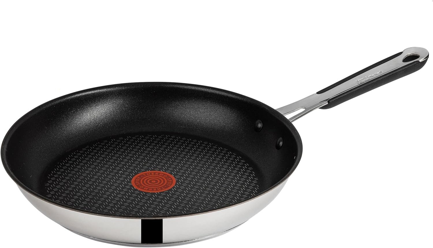 Tefal Bratpfanne Jamie Oliver E30 Pfanne 28cm Set3 Bratpfanne alle Herdarten+ Induktion, Edelstahl 18/10 (Pfanne, Жаровні Set, Сковородиset, Wok, Wokpfanne, Schmorpfanne, Сковороди, Inkl. 1 Wender & Filzschoner), Säurebeständig