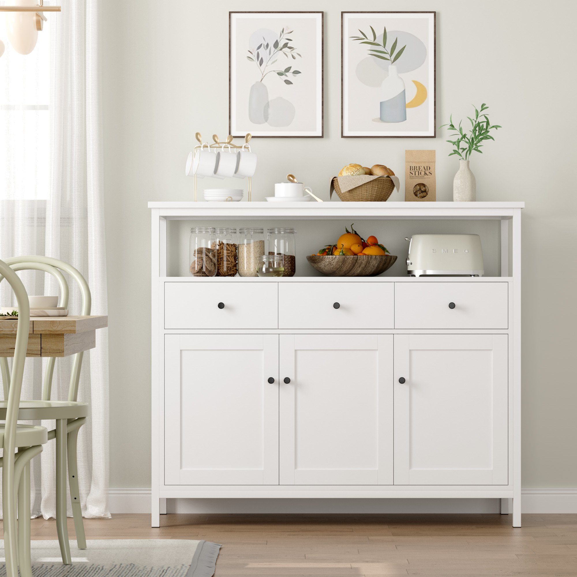 Homfa Sideboard Küchenschrank, mit 3 Schubladen günstig online kaufen