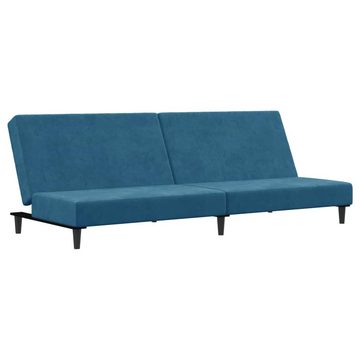 vidaXL Sofa Schlafsofa 2-Sitzer mit Fußhocker Blau Samt