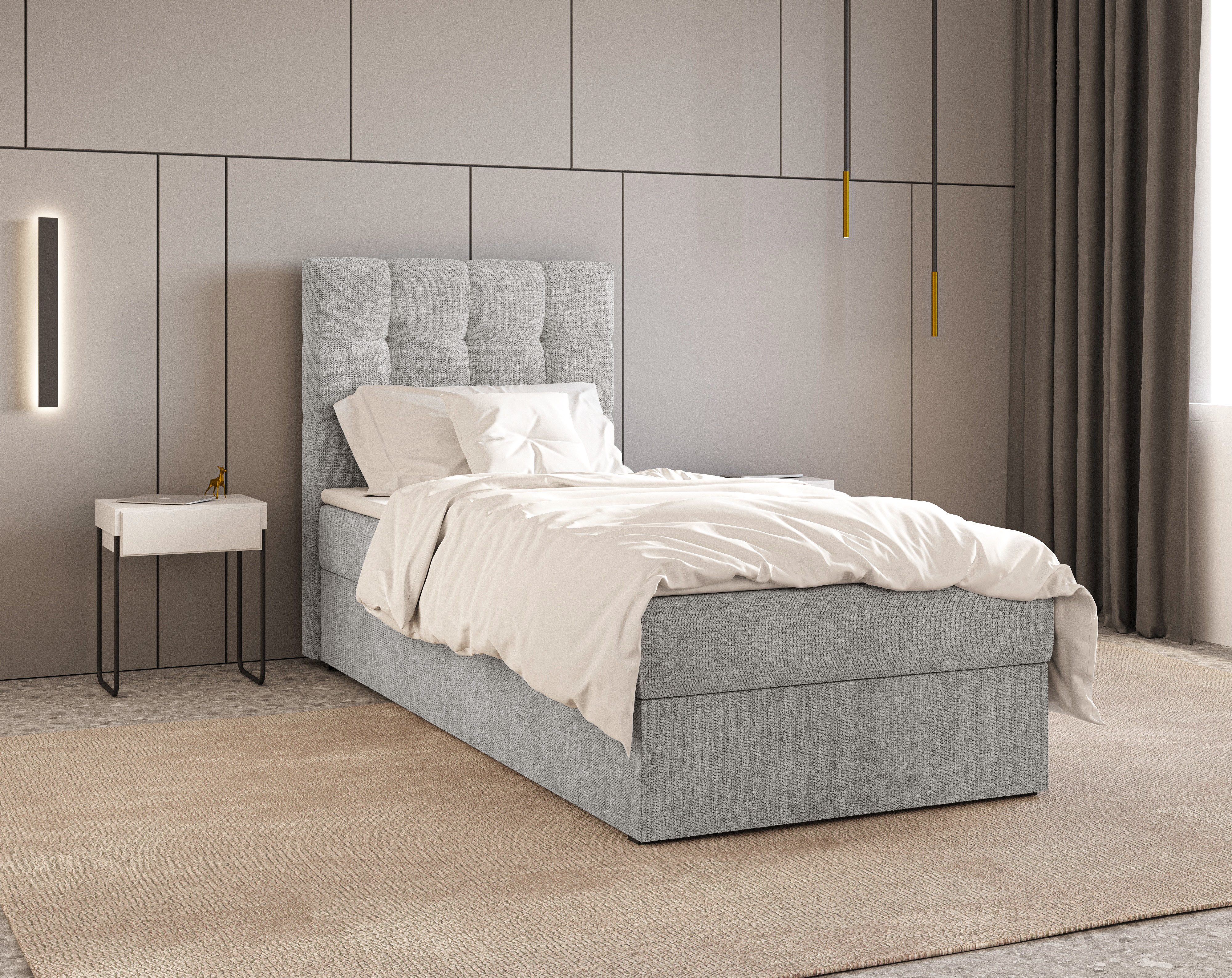 ROYAL24_MARKT Boxbett - Bett 05 OSLO - Aragon - mit Bettkasten und Komfort-Topper (Bett-Set, 1-St., Boxbett inkl. Bettkasten und PU-Schaum-Topper), Bettkasten, PU-Topper, Federmechanismus