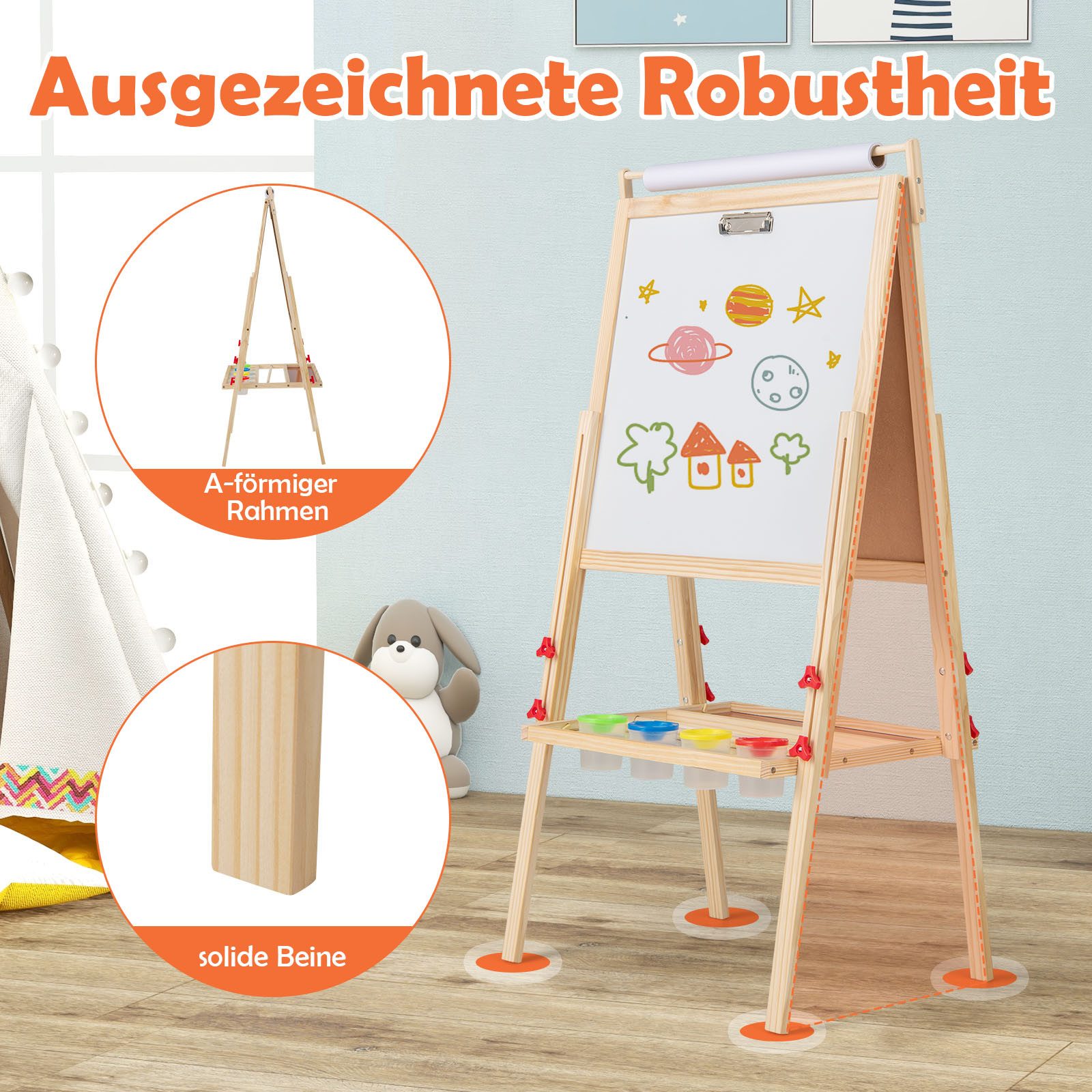 COSTWAY Standtafel, magnetischer Kinder Kreidetafel, höhenverstellbar günstig online kaufen