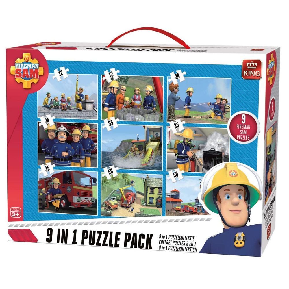 Feuerwehrmann Sam Puzzle XXL Puzzle Box Feuerwehrmann Sam 9 in 1 Legespiel, 50 Puzzleteile