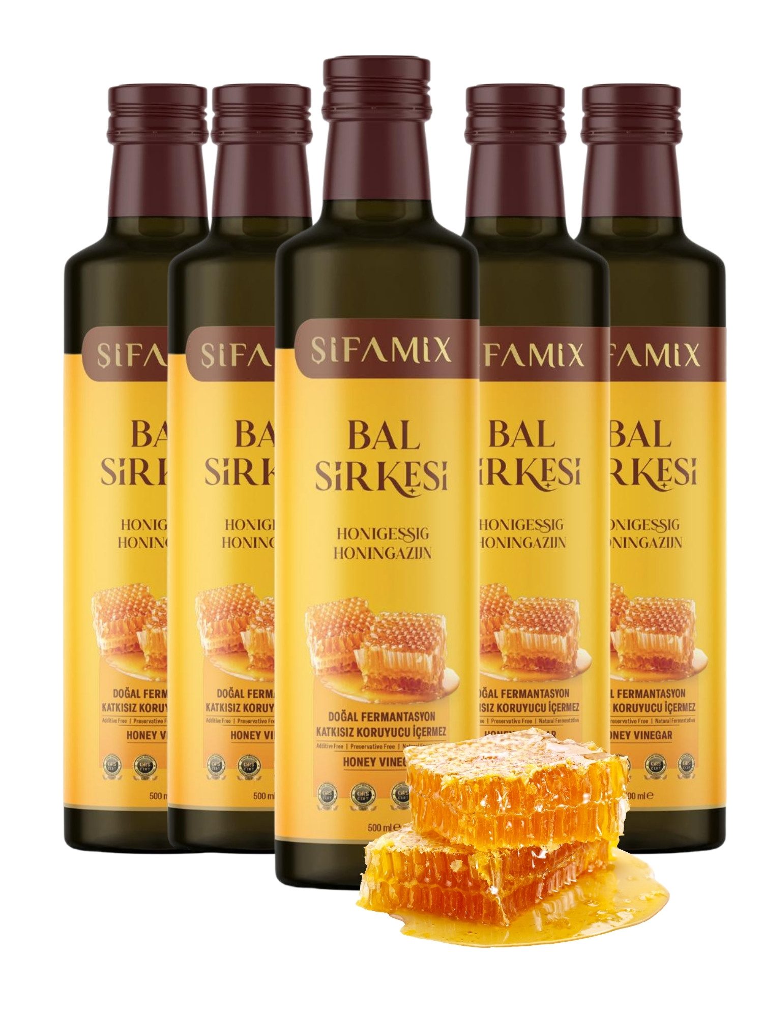 ADELSHOP Essig Sifamix Honigessig - Traditionell Fermentiert & Pur, 500 ml, Ungefiltert, Ohne Konservierungsstoffe