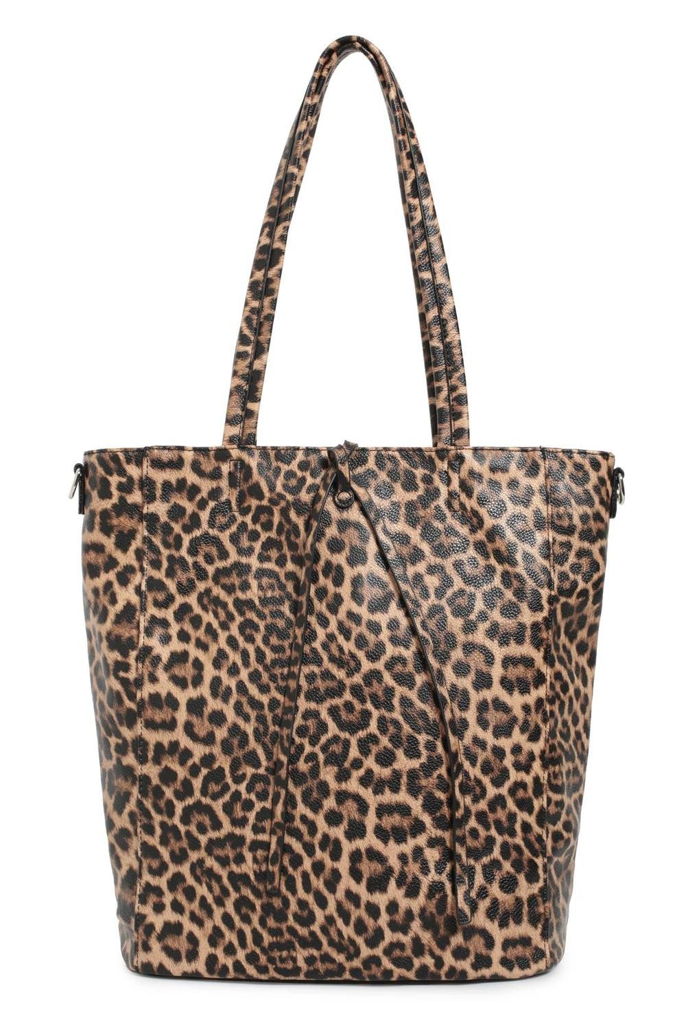 ITALYSHOP24 Schultertasche XXL Damen Tasche LEOPARD Shopper Umhängetasche Handtasche Leder Optik, Tote Bag Leopard Print Beuteltasche Weekender Reisetasche Shopping Leo