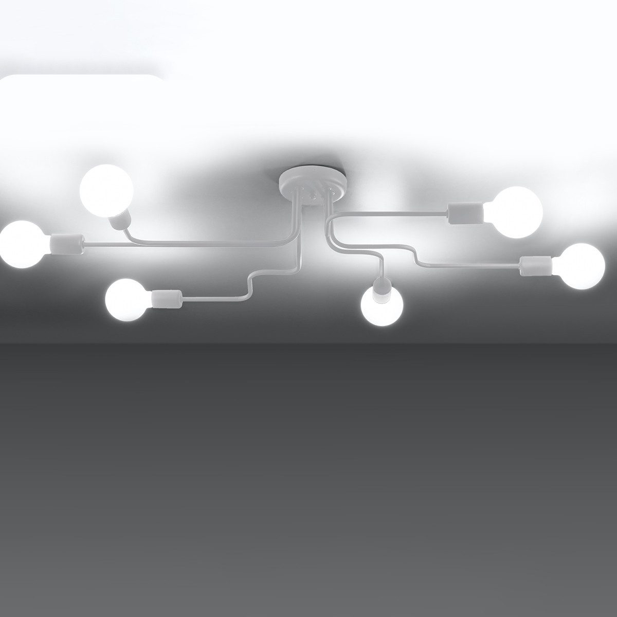 SOLLUX lighting Kronleuchter Kronleuchter Vector 6 Weiß, Nicht enthalten