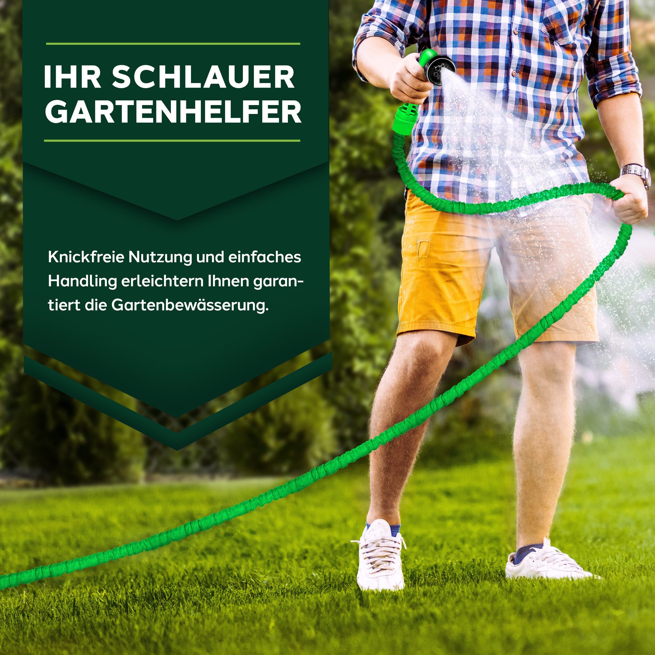 TRESKO Garden Hose, Flexible Water Hose, No Knotting, Expandable Flex Hose with Multifunctional Spray Nozzle (7 Functions)
