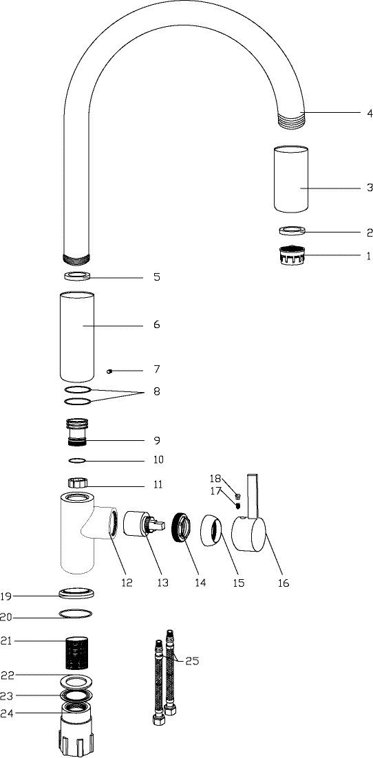 aquaSu Spültischarmatur Multi Auslauf, Chrom-Grau, Flexibler Wasserspar-Mischdüse, 2.Basic Lago 795890