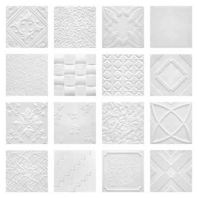 marbet design Wanddekoobjekt »PARIS«, 2 qm Deckenplatten aus Styropor - 50x50cm EPS Wand- und Deckenverkleidung weiße Platten Dekor formfest