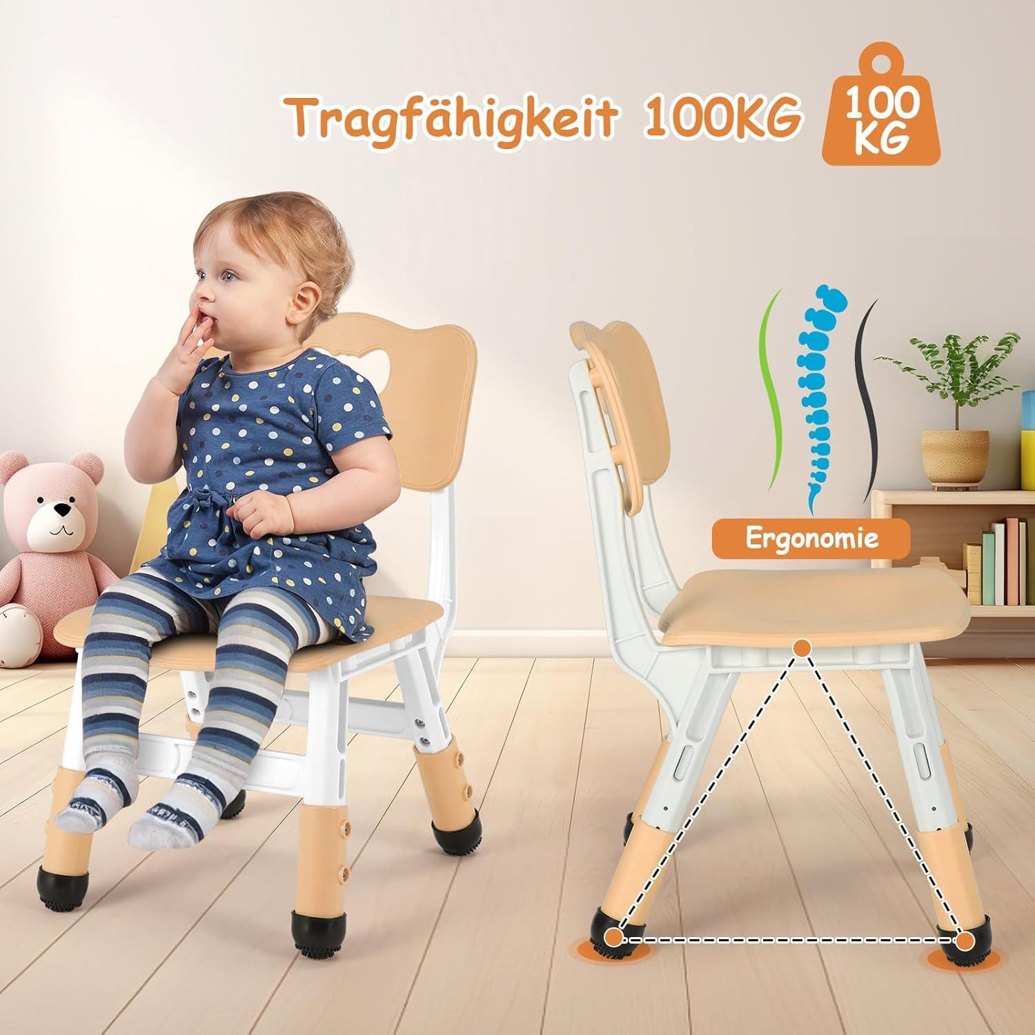 TLGREEN Kindersitzgruppe Kinder Schreibtischstuhl Höhenverstellbar, (Kinderstühle mit Rückenlehne, 2-tlg., für Kinderzimmer Schule Kindertagespflege), Kinder St – Bild 5 von 5