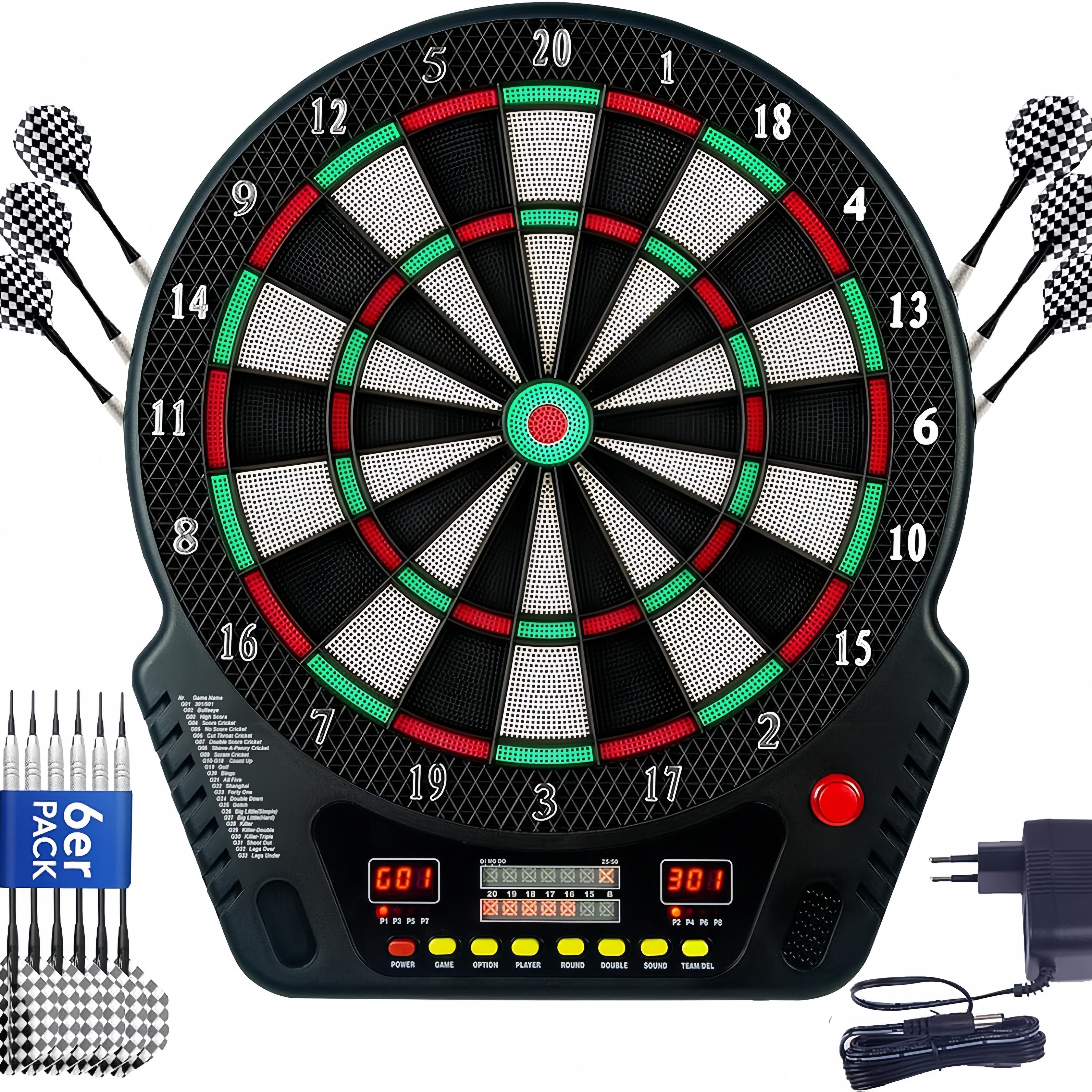 Dartscheibe Elektronisch Dartboards Dartautomat mit 6 Dartpfeile Ersatzsspitzen