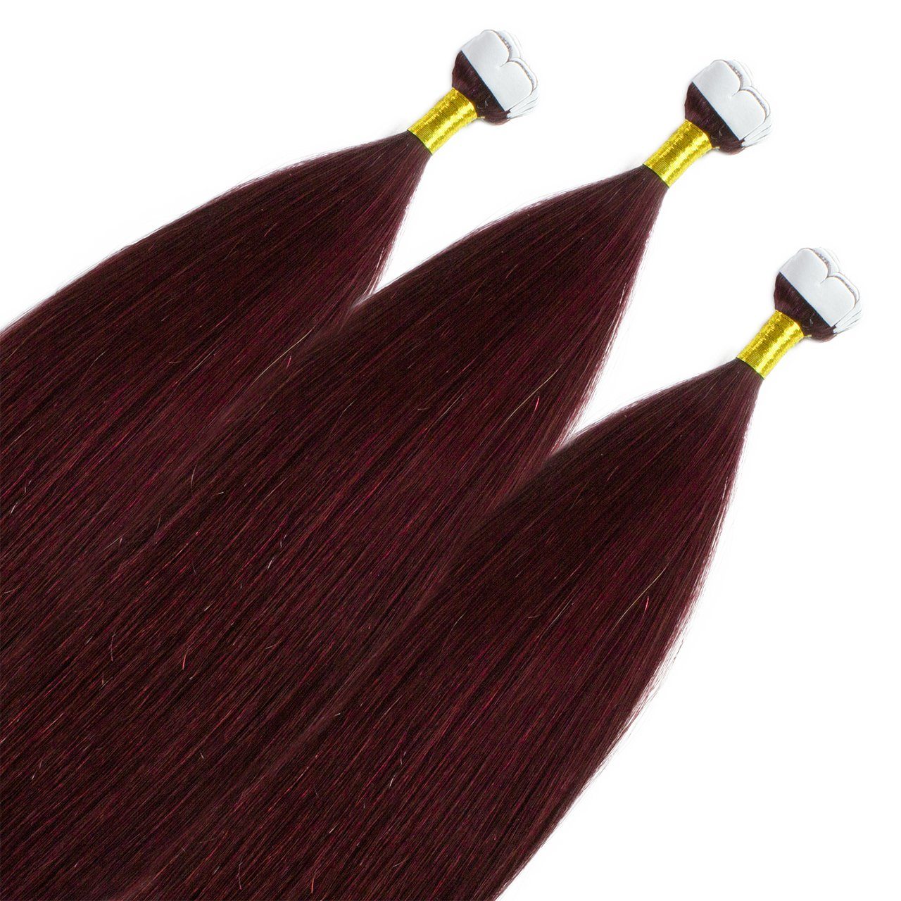 hair2heart Echthaar-Extension Premium Mini Tape Extensions #55/66 Hellbraun Violett 60cm