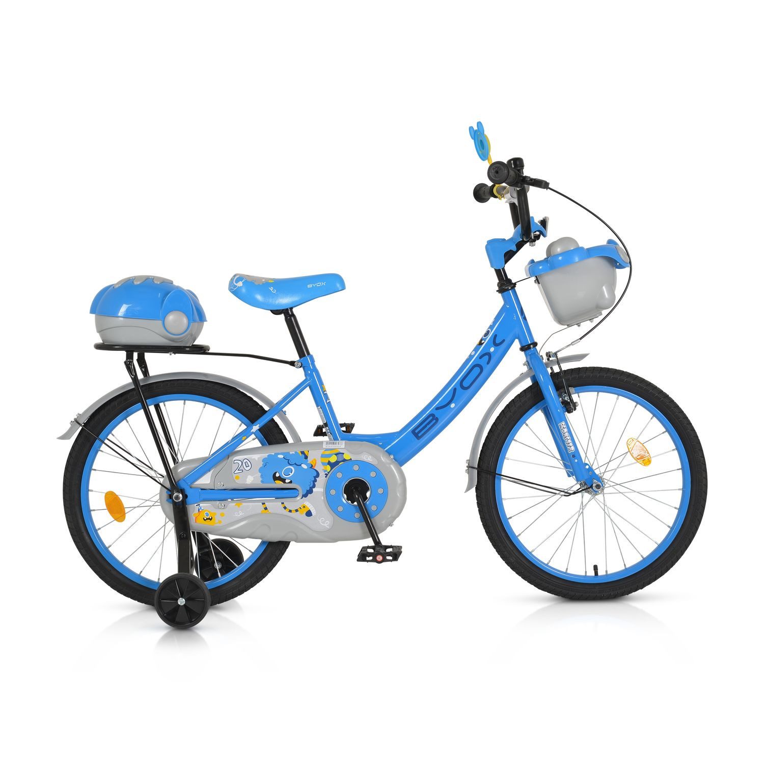 Byox Kinderfahrrad Kinderfahrrad 20 Zoll 2002, 1 Gang 1 Gang, keine, Stützräder, Klingel, Höhe einstellbar, Körbe