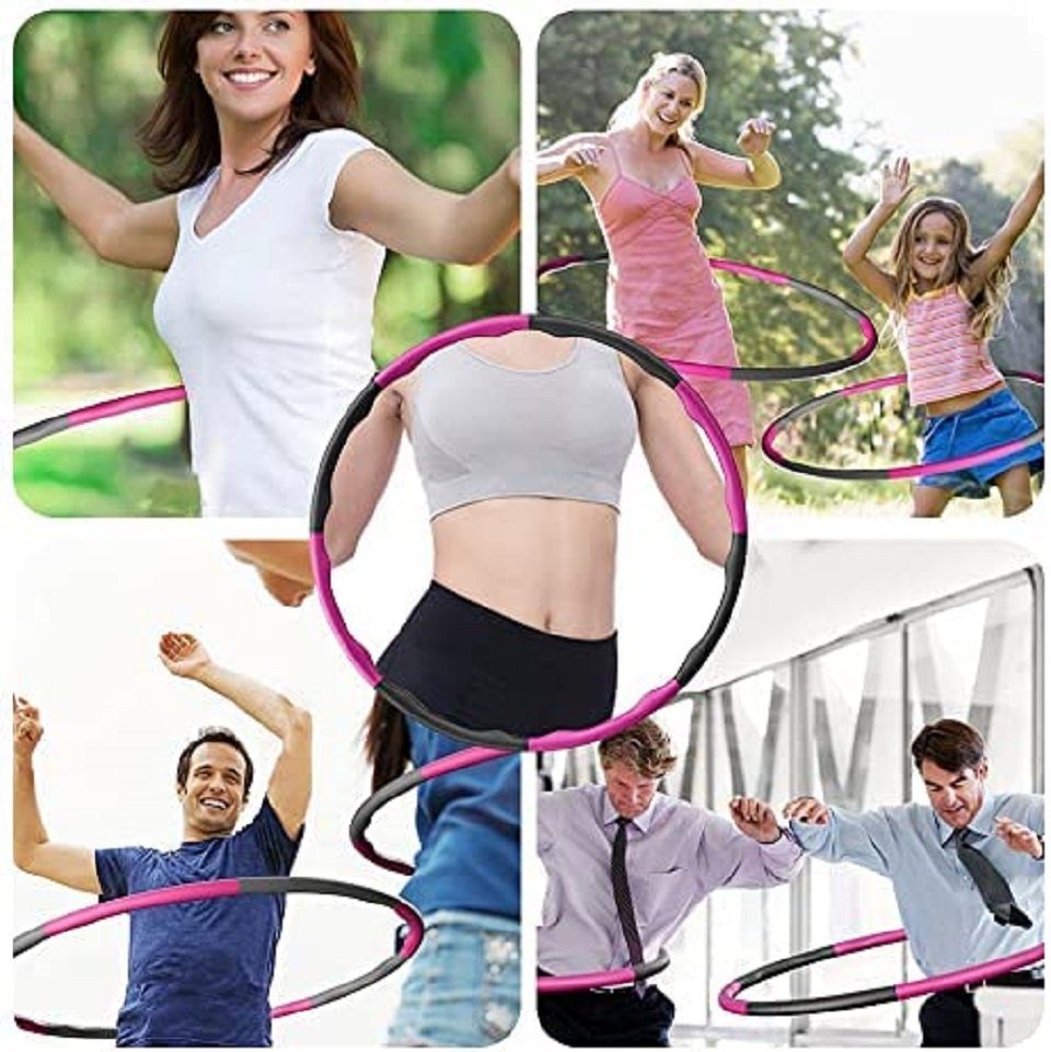 Daskoo Hula-Hoop-Reifen steckbarer Hula Hoop Gewichtsreduktion Reifen, Fitness für abnehmbar cm, Massage 95 Bauchtrainer Ø 8-teilig und Erwachsene zur