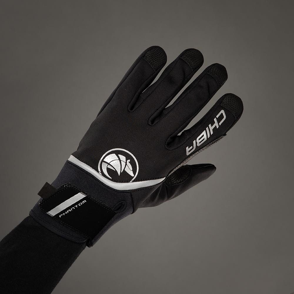 Fahrradhandschuhe CHIBA Phantom - Radhandschuhe L schwarz/schwarz, Softshell, winddicht
