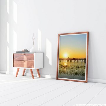 Sinus Art Poster 60x90cm Poster Landschaftsfotografie  Wunderschöner Sonnenaufgang am Steg