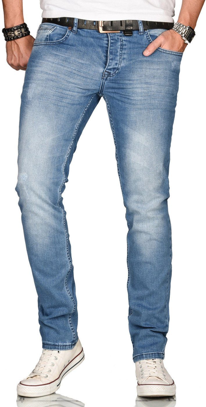 Alessandro Salvarini Straight-Jeans ASElia mit fein strukturiertem Jeansstoff und 2% Elasthan hellblau