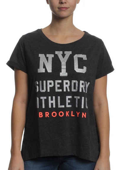 Superdry T-Shirt Superdry T-Shirt Women WORN WASH BF TEE Black Marl