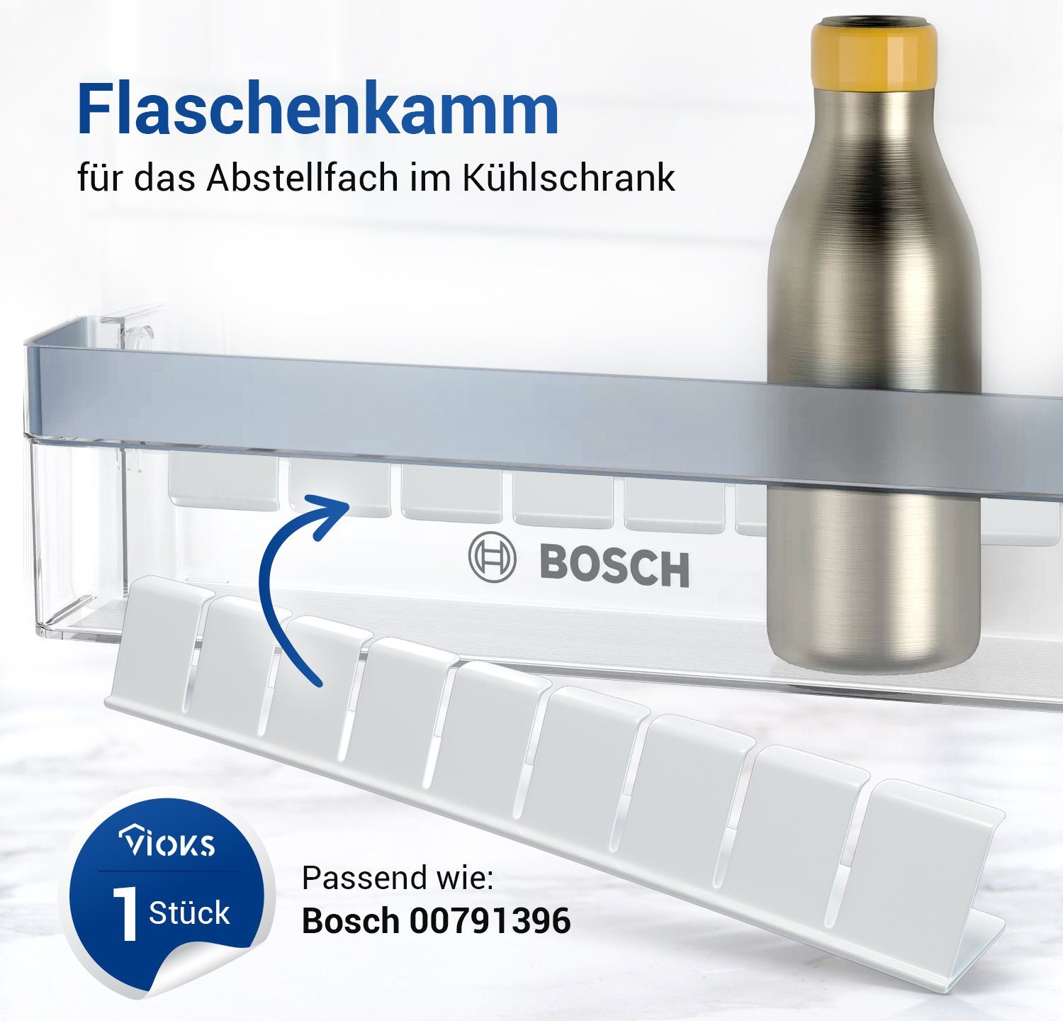 VIOKS Flaschenhalter Abstellfach Ersatz für Bosch 00791396, für Türfach  unten in Kühlschrank