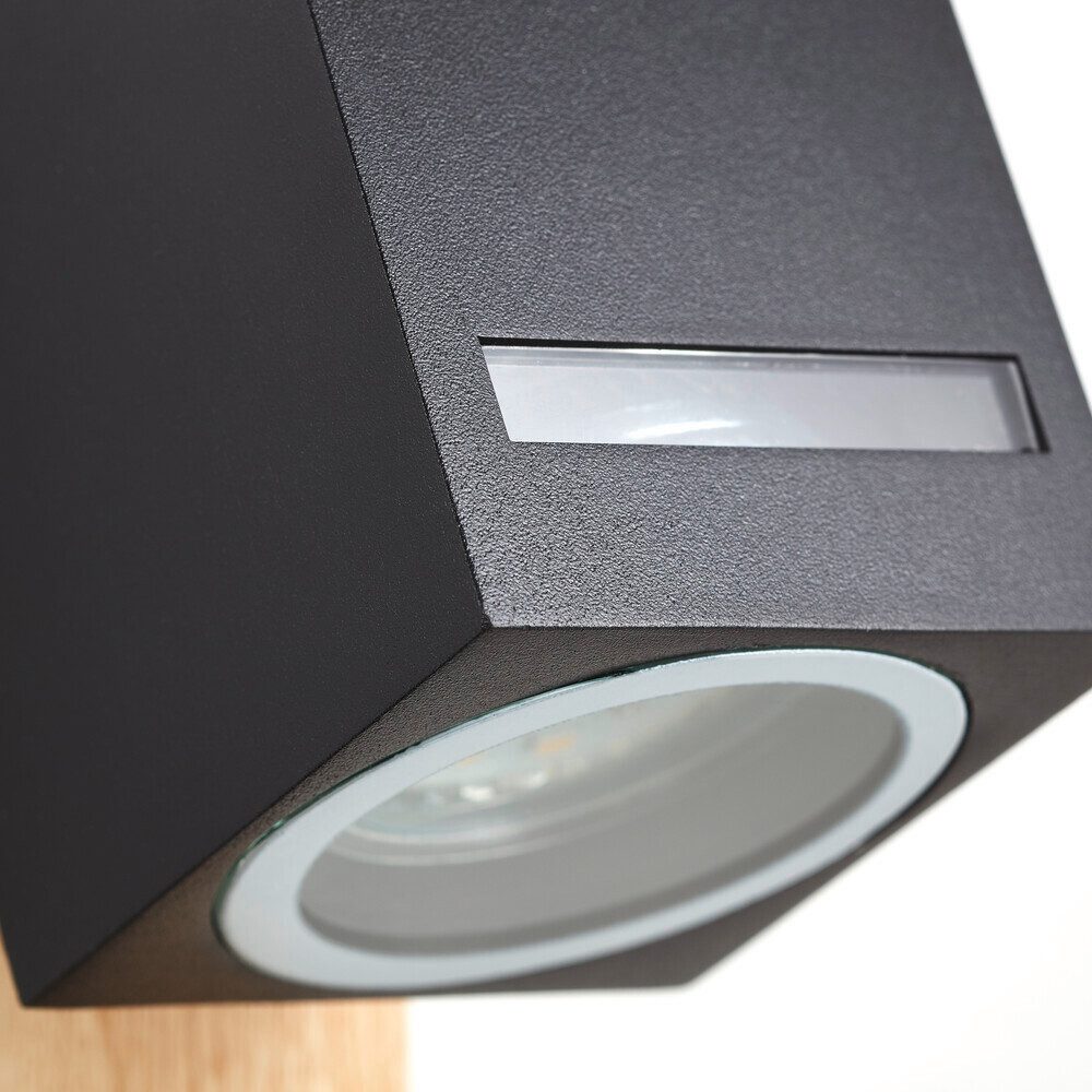 Brilliant Gartenstrahler Glas, schwarz, 20W, IP44, wassergeschützt, G, L90mm, wassergeschützt