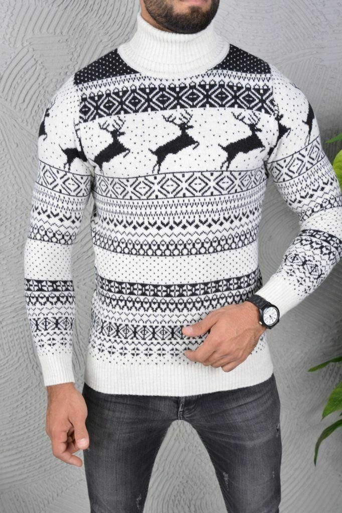 Megaman Jeans Rollkragenpullover »Herren Norweger Weihnachten Retro  Rollkragenpullover Rolli Rollkragen Pulli Shirt in Premium Qualität Sweater  Warrm Longsleeve«