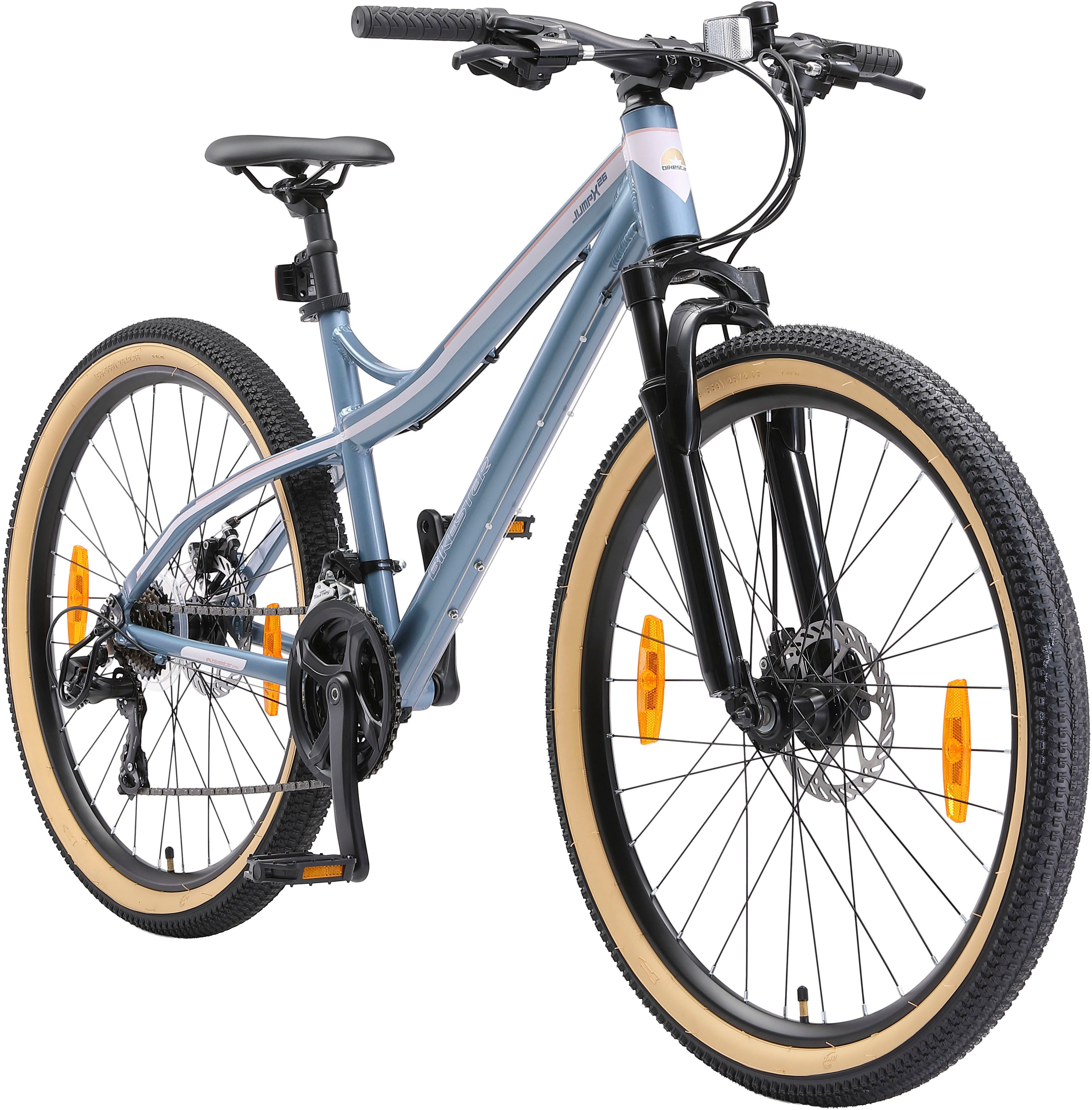 Bikestar Mountainbike, 21 Gang Shimano RD-TY300 Schaltwerk, Kettenschaltung, für Damen und Herren, Kettenschaltung