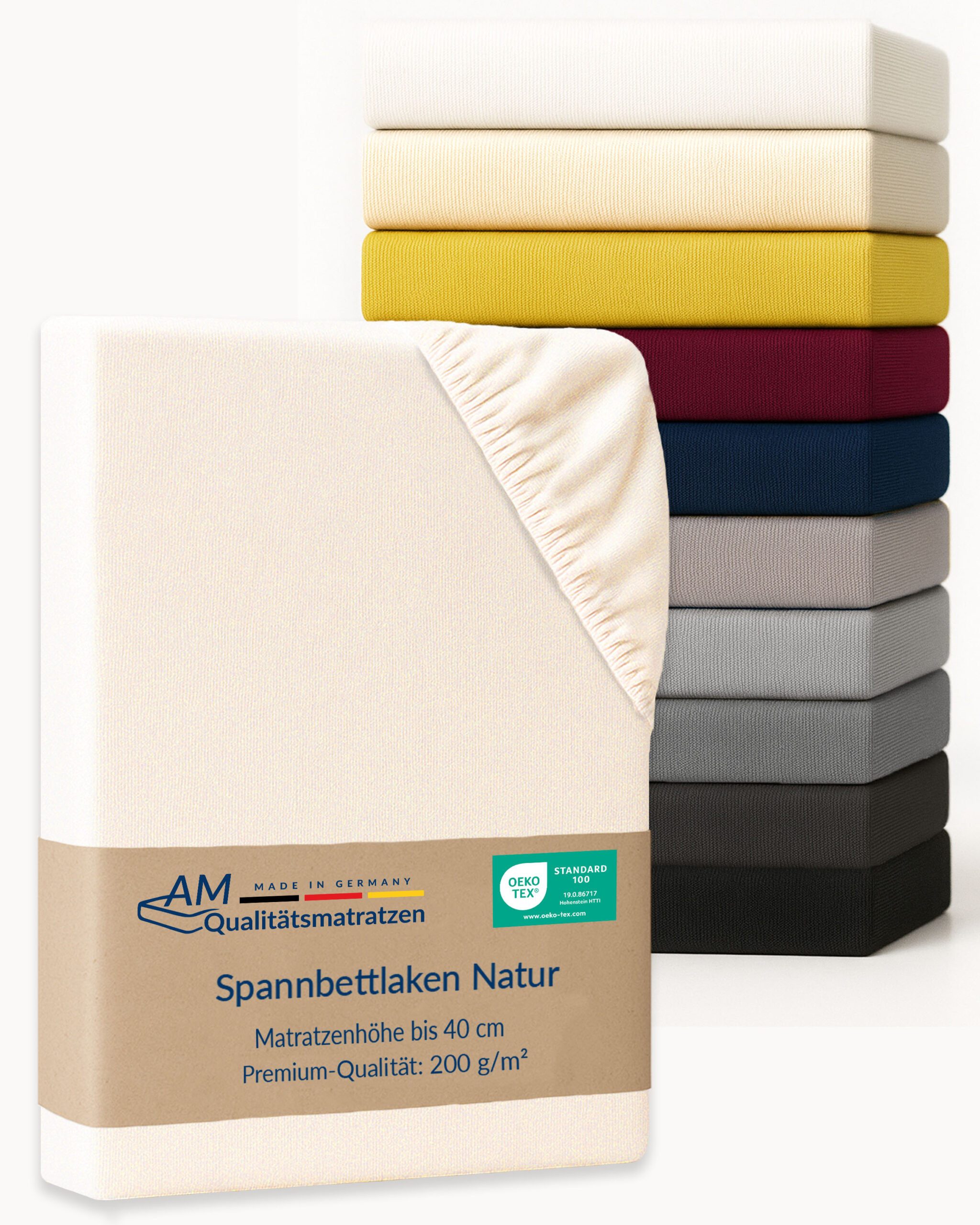 AM Qualitätsmatratzen Spannbettlaken Baumwolle in natur, günstig online kaufen