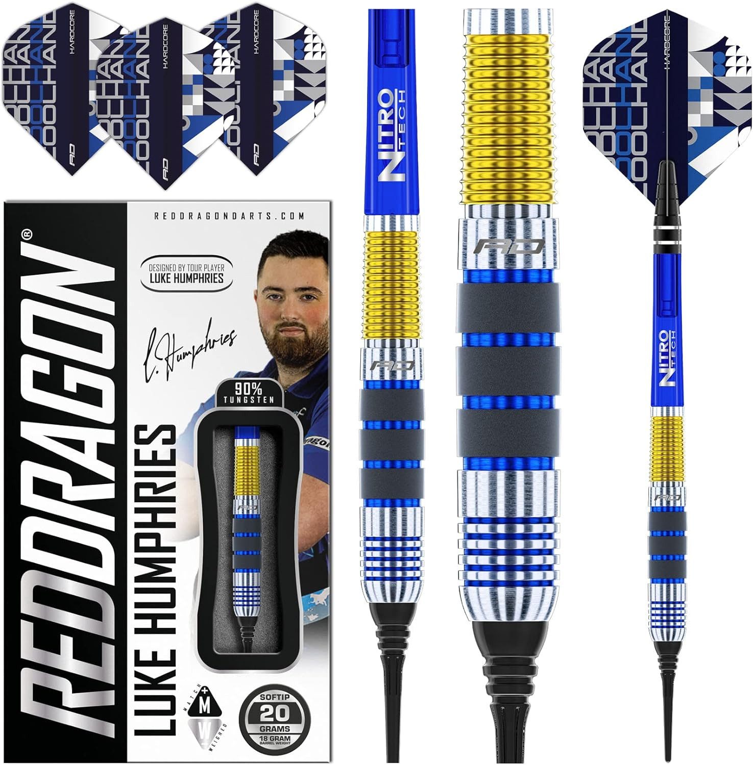 Dartpfeil RED DRAGON Luke Humphries 20 Gram Professional Tungsten Darts Set