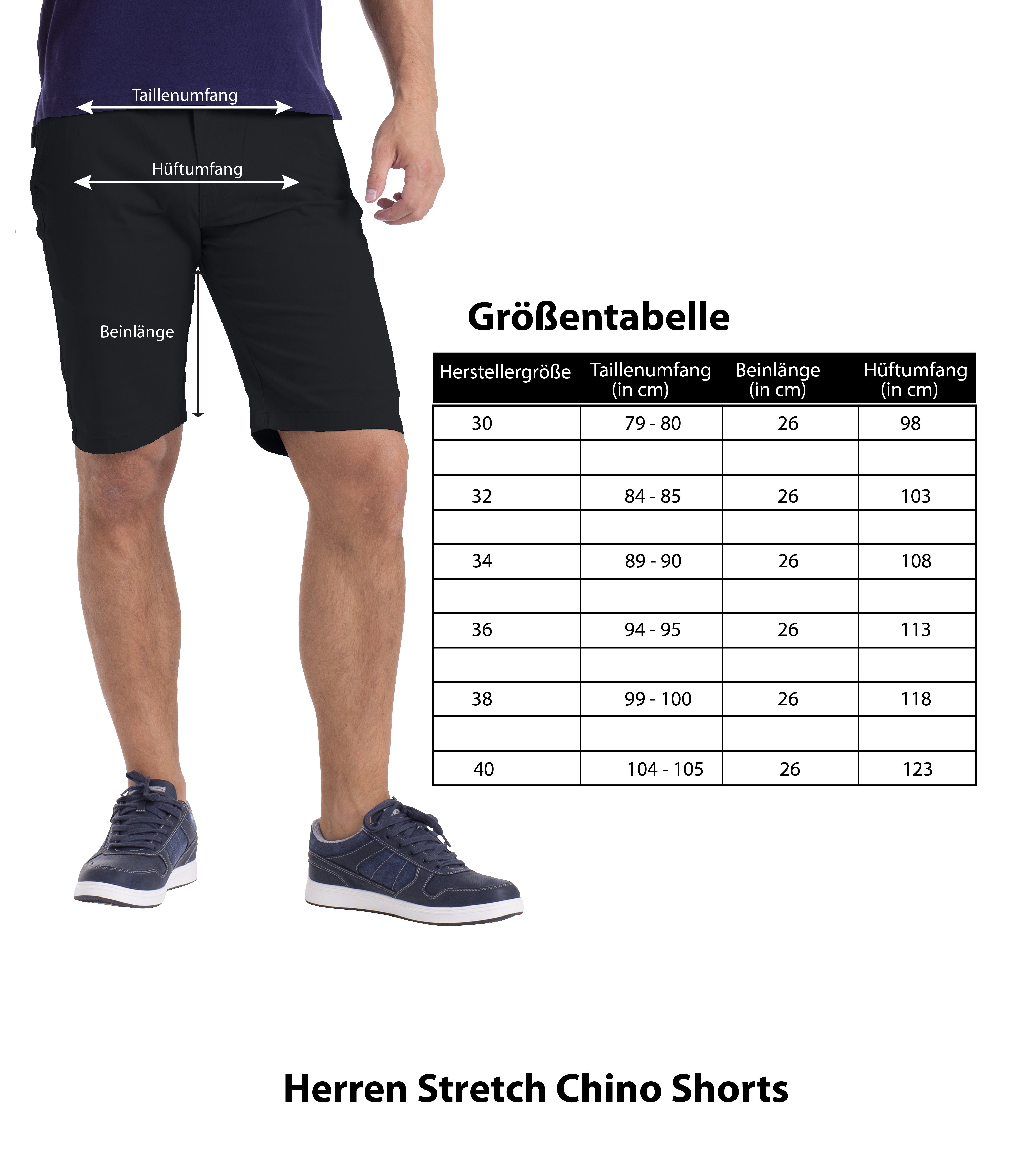 Bermuda Schwarz Herren Slim Hose Shorts Chino Stretch BlauerHafen Fit Strecken-Baumwolle Chinoshorts