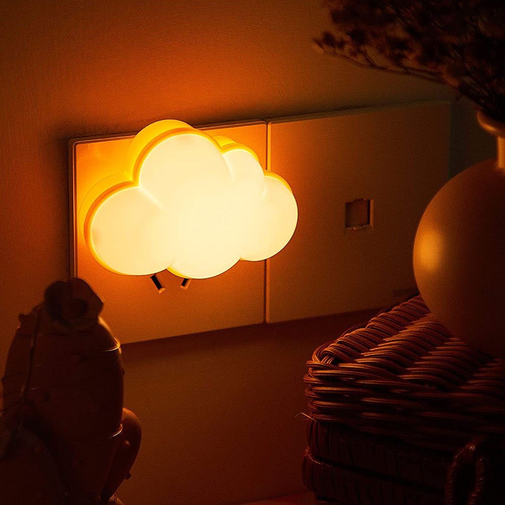 LED Schalter Baby mit Für Kinder, Steckdosenleuchte 0.7W Wandleuchten Warmweiß,Wolkenform, Nachtlicht Lichtsensorik LED LED Automatische Nachttischlampe MUPOO