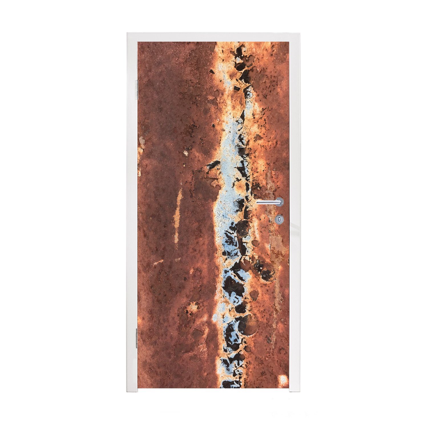 MuchoWow Türtapete Platte - Stahl - Rost, Matt, bedruckt, (1 St), Fototapete für Tür, Türaufkleber, 75x205 cm