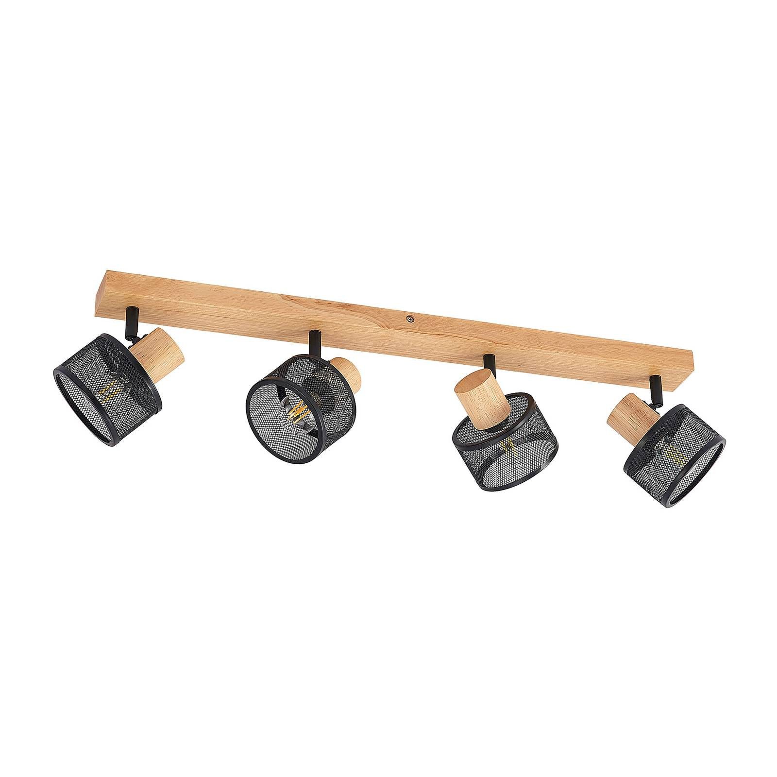 Lindby Deckenstrahler Evinora, Holz IP20, 4 x 40 W