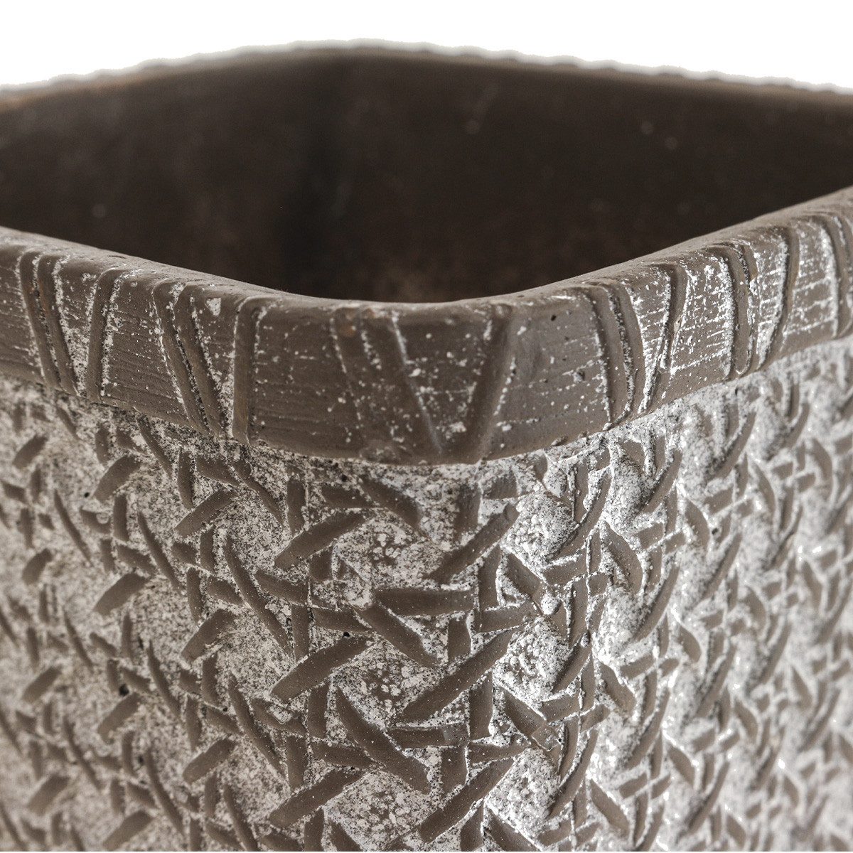 Florists Products Übertopf Quadratischer Keramik Übertopf mit stilisiertem Flechtmuster