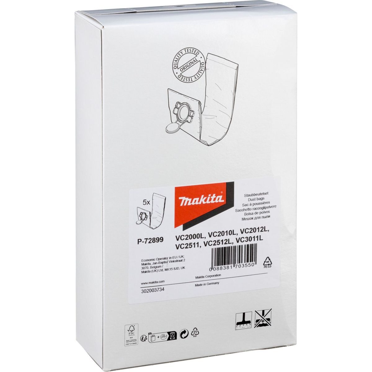 Makita Bodenstaubsauger P-72899 Filtersack L 5Stk