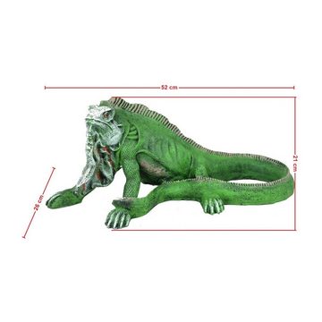 colourliving Gartenfigur Leguan Figur grün Echse lebensecht wirkend, (exotische Dekoration), Reptilien Figur, 52 cm, grün, detailreiche Darstellung