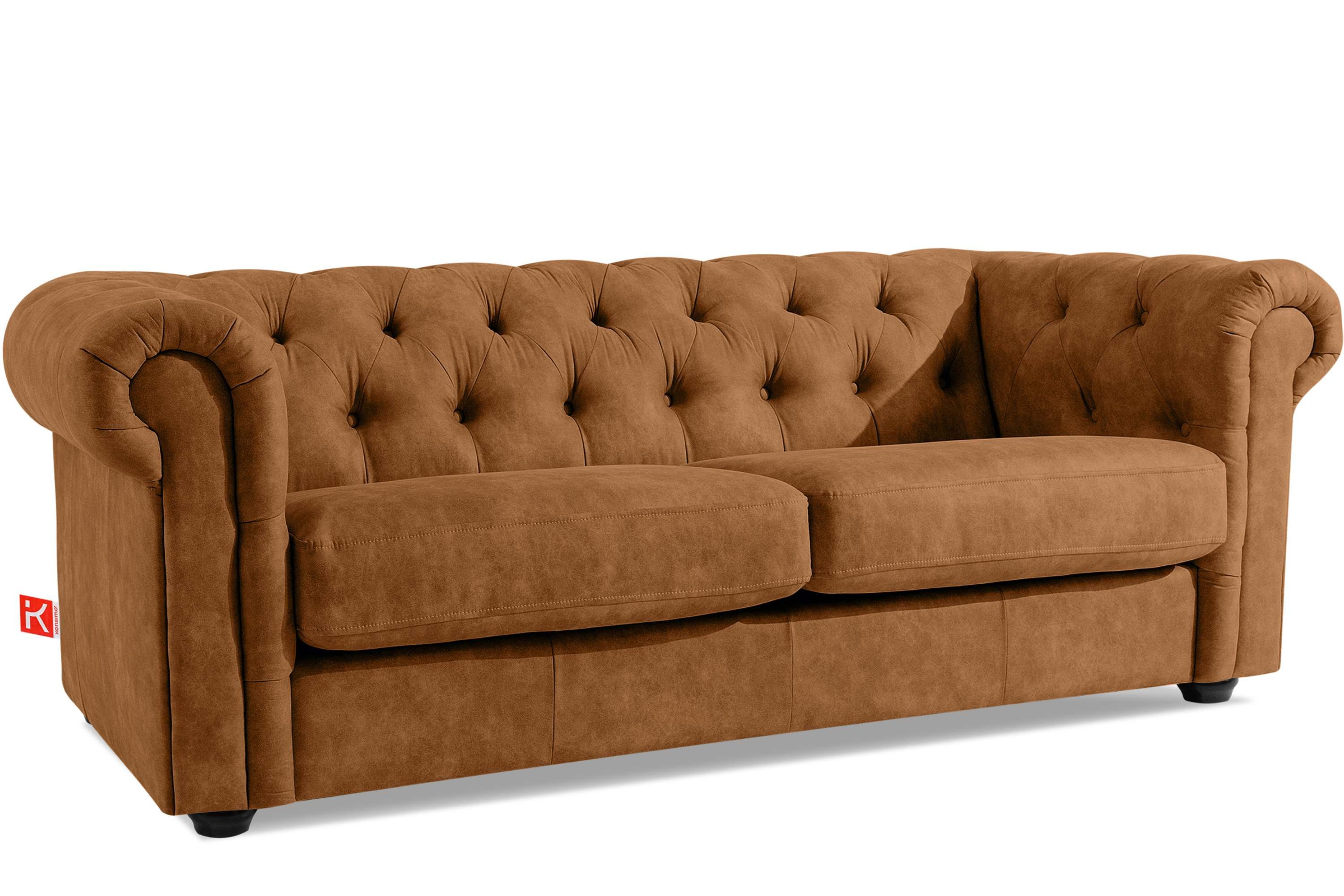 KONSIMO® Chesterfield-Sofa GRAVO 3-Sitzer Sofa, edler Knopfheftung, handgefertigte Steppung, elegante Armlehnen, hergestellt in der EU