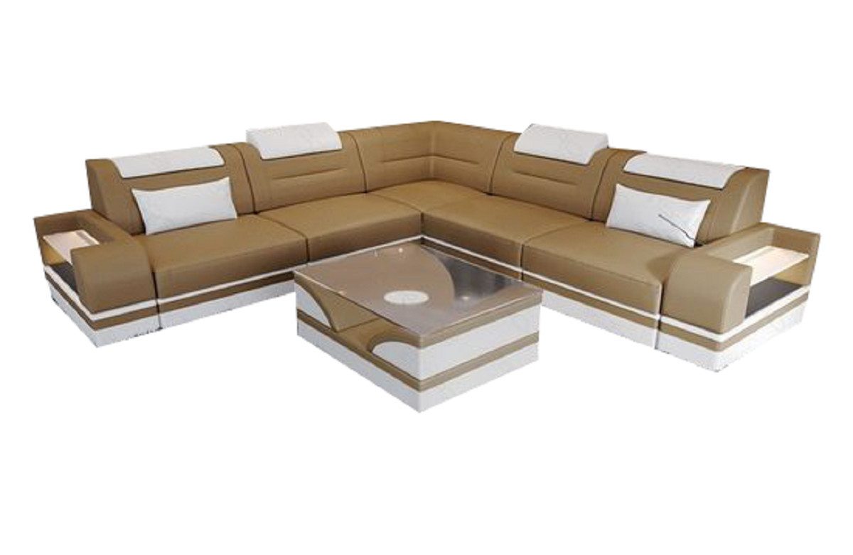 Sofa Dreams Ecksofa Leder Couch Sofa Trivento L Form Ledersofa, L-Form Ledersofa mit LED, wahlweise mit Bettfunktion