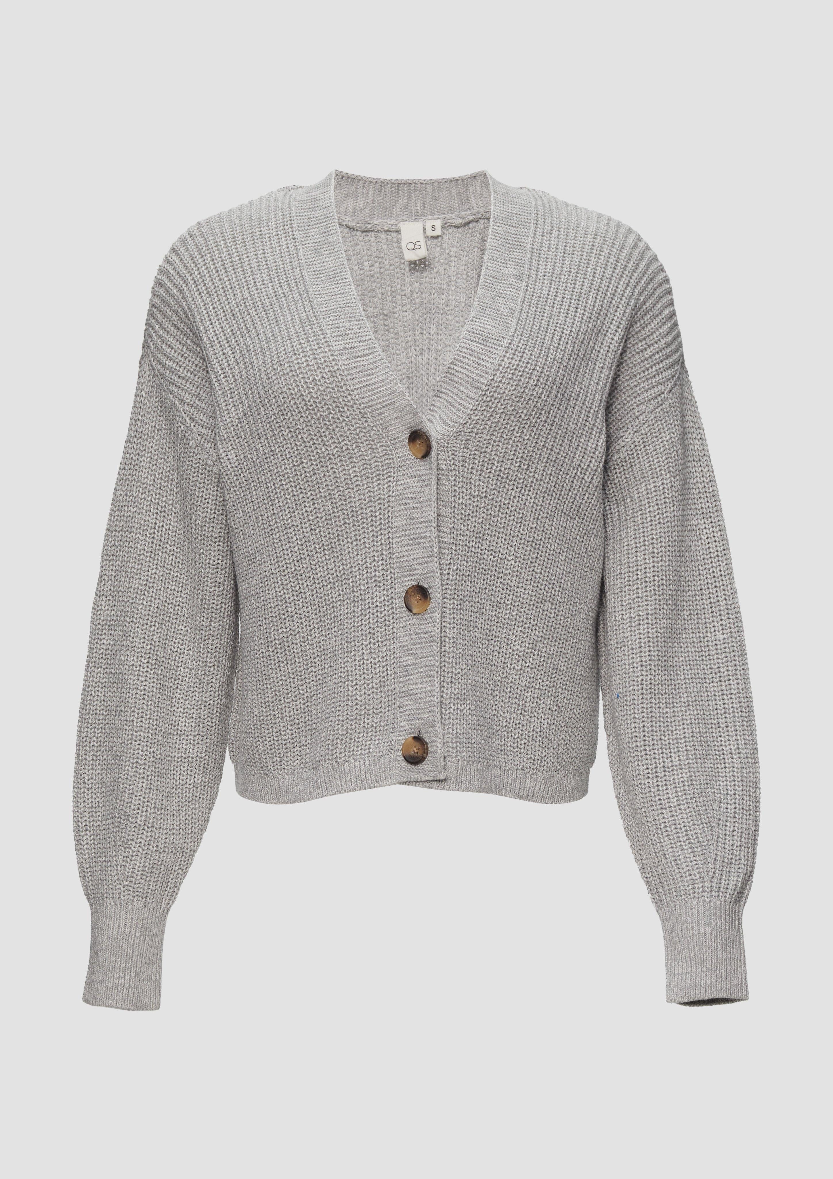 QS Funktionsjacke Strickjacke aus Baumwollmix Rippblende günstig online kaufen