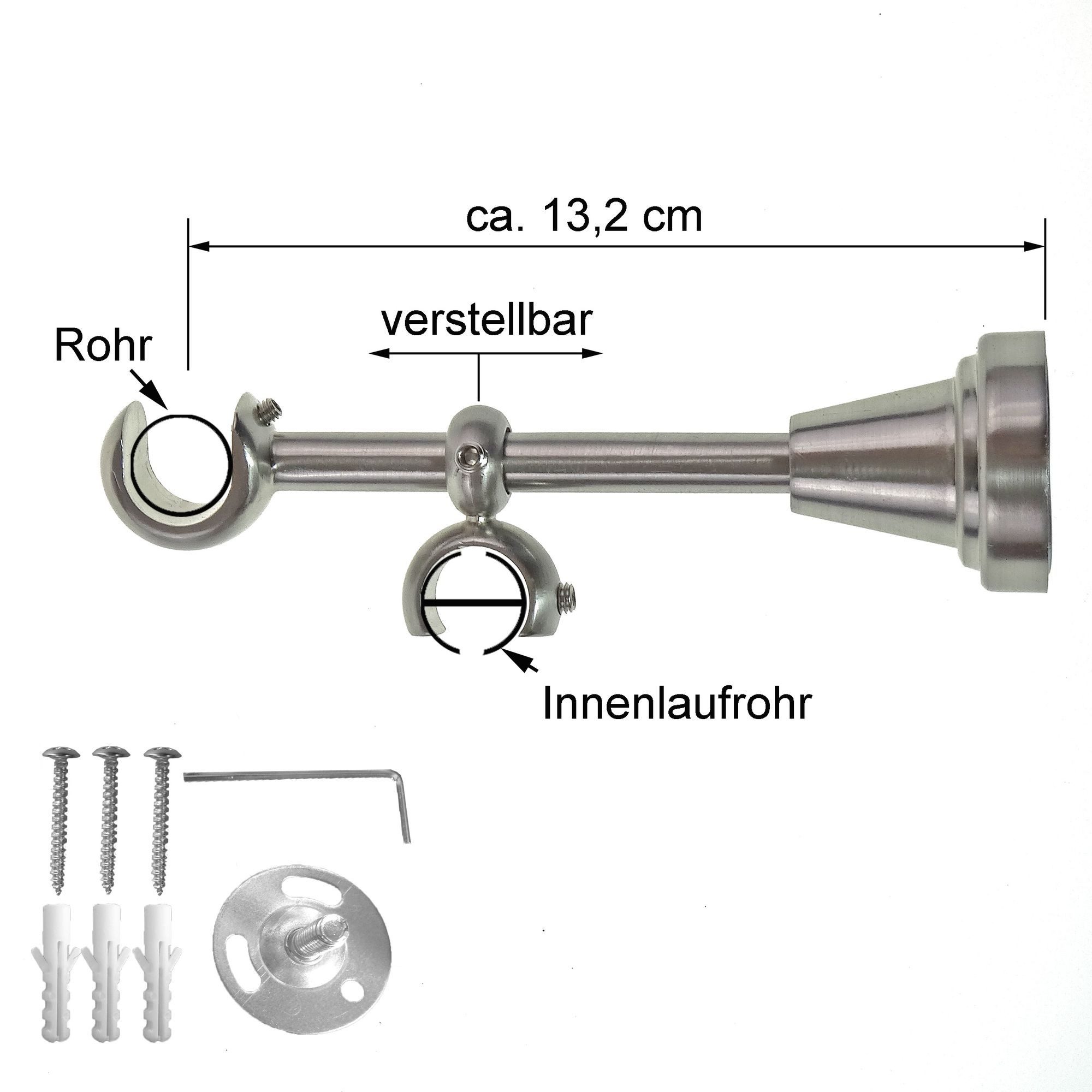 BASIT Gardinenstange Rohr und Innenlauf 16 mm mit Wandträgern 120 cm E20, Ø günstig online kaufen