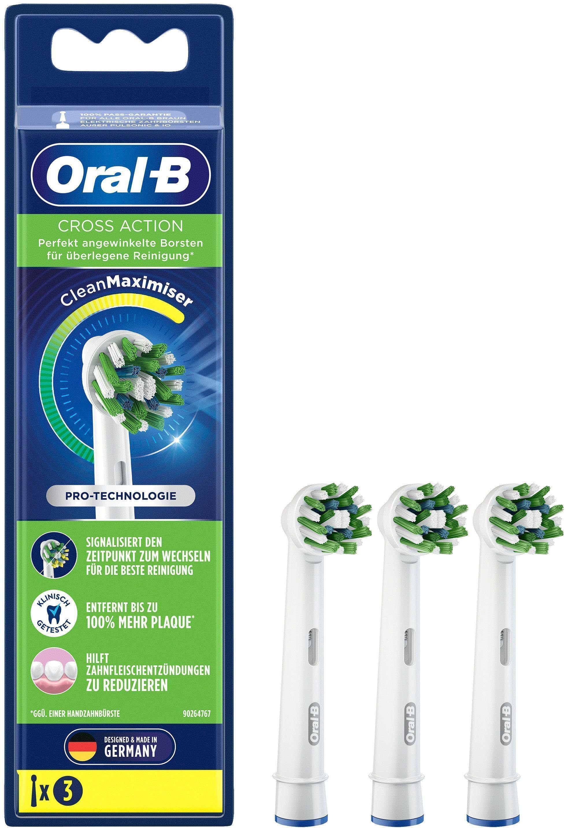 Oral-B Aufsteckbürsten CrossAction CleanMaximizer, Pro-Technologie: Perfekt  angewinkelte Borsten für überlegene Reinigung