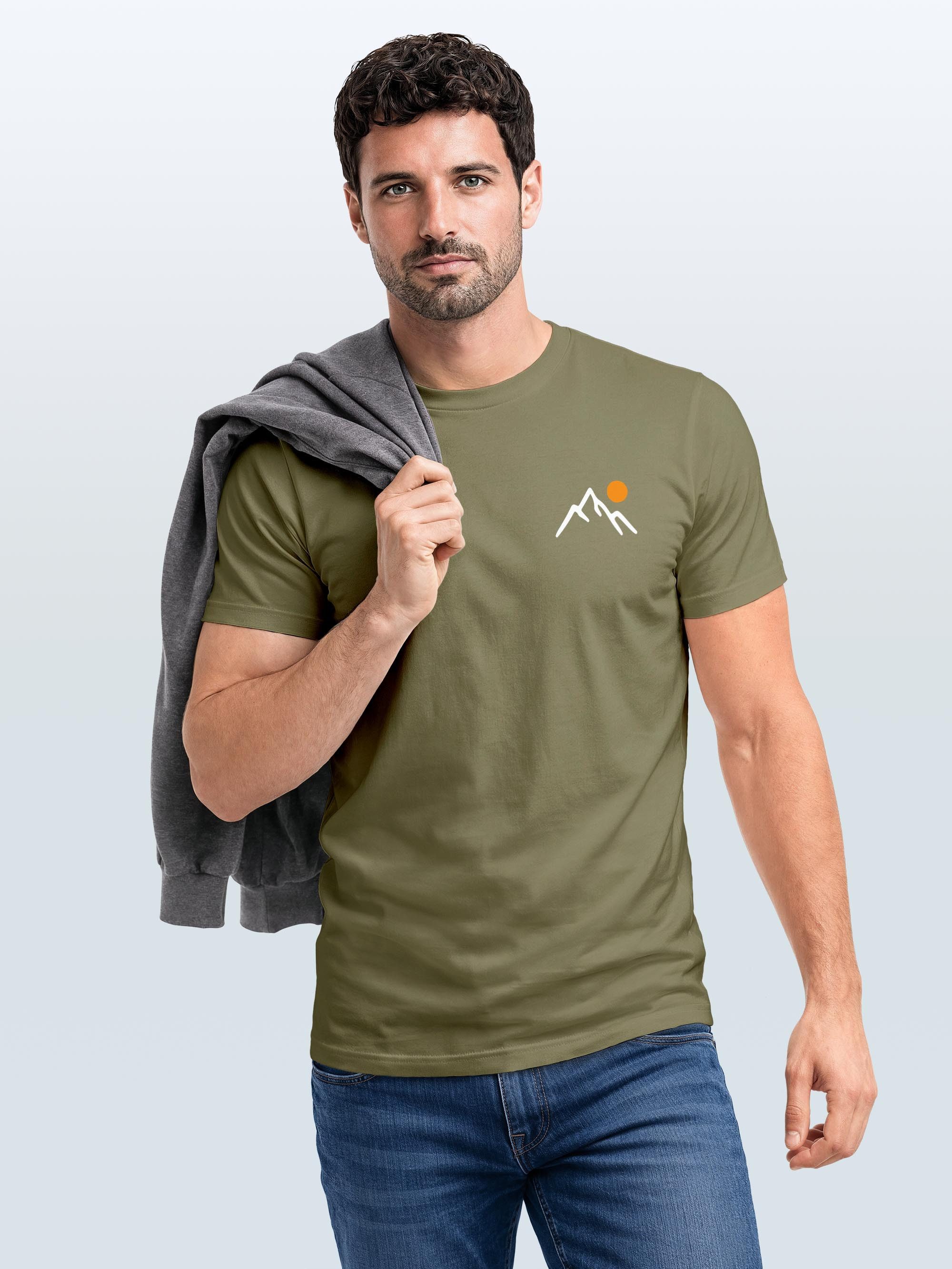 Neverless Print-Shirt Herren T-Shirt mit Bergmotiv, Minimalistisches Outdoor Grafikshirt mit Print – Bild 5 von 5