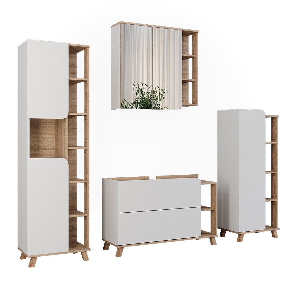 Badmöbel-Set Karen, Sonoma/Weiß, 4 Teile