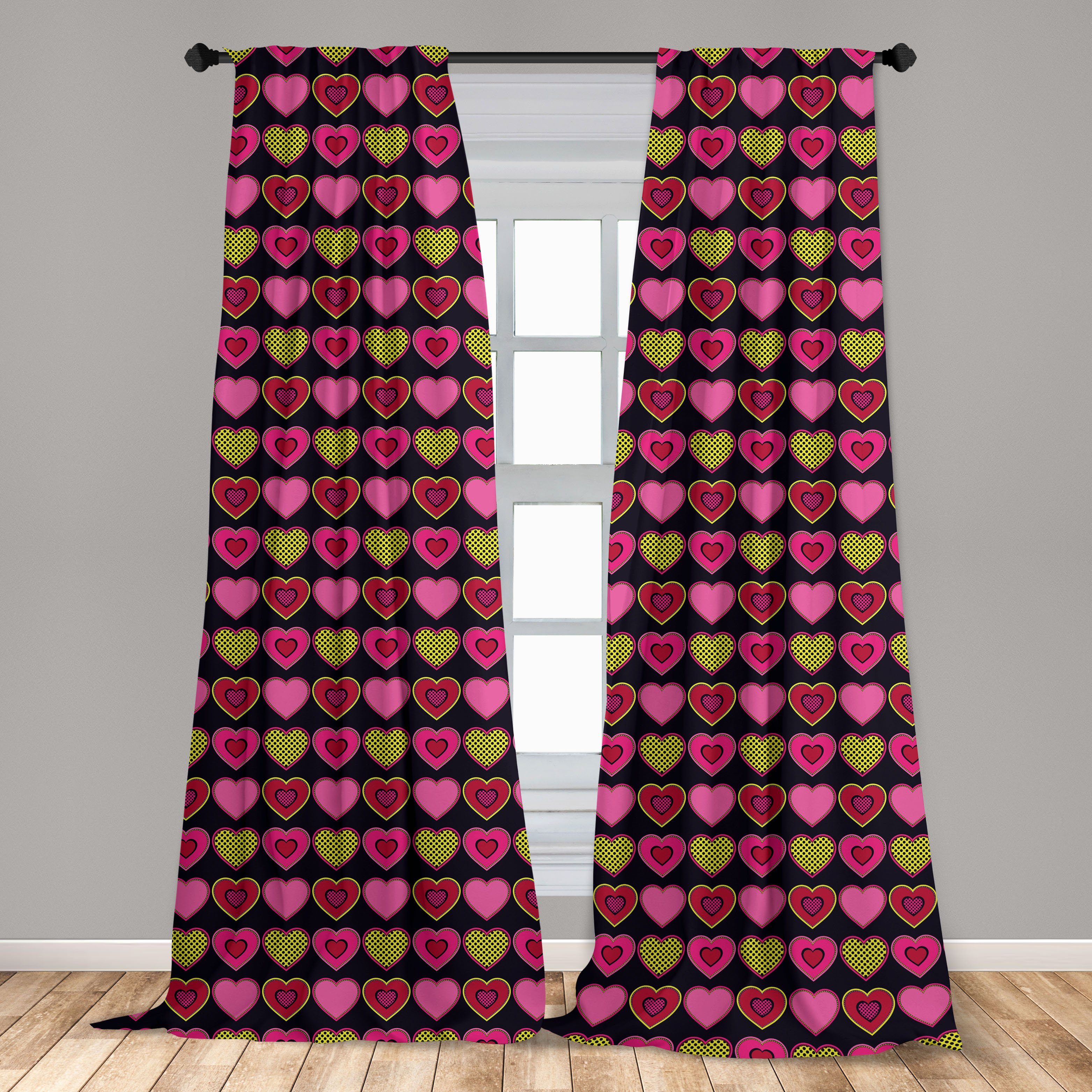 Wohnzimmer Valentinstag Vorhang Microfaser, für Punkte Dekor, Herzen und Gardine Schlafzimmer Abakuhaus,